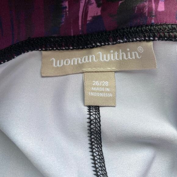 Woman Within Active Gym Athleisure Purple Black Workout Leggings Size 2X - Picture 6 of 9